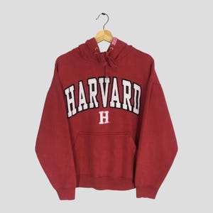 Vintage Harvard University Red Sweater: Big Logo College Hoodie, Size L