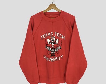 Vintage 90's Texas Tech University Red Sweatshirt Large Texas Tech University Big Printed Sweater Texas Tech University Crewneck Size L