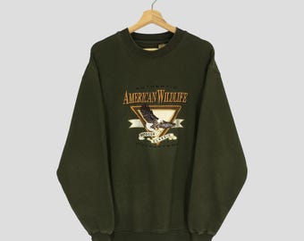 Vintage Bald Eagle Sweatshirt: American Wildlife Graphic Crewneck (Size L)