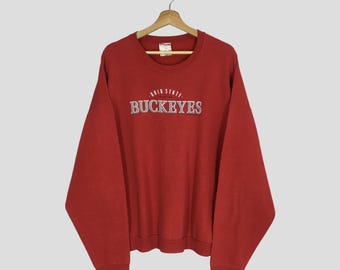 Vintage Ohio State University Red Sweatshirt 2Xlarge Ohio State Buckeyes OSU Football Spell Out Sweater Ohio State Crewneck Jumper Size XXL