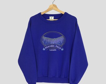 Vintage Niagara Falls Blue Sweatshirt: Canada Souvenir Size M