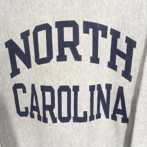 Vintage 90s Champion Reverse Weave North Carolina Gray Sweatshirt Medium North Carolina University Logo Sweater North Carolina Jumper Size M image 4