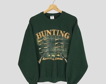 Vintage Graphic Sweatshirt: American Classic Hunting Pullover, Size M