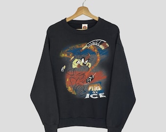 90s Looney Tunes 'tasmanian Devil' Crewneck Sweatshirt Print Logo