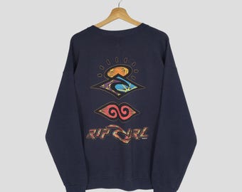 Vintage 90's Rip Curl Blue Sweatshirt Medium Rip Curl Surfboards USA Printed Sweater Rip Curl Surfing Crewneck Surfboarding Pullover Size M