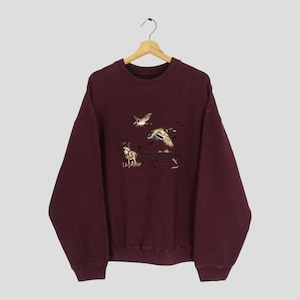 Vintage 90s Deer Sweatshirt: Wildlife Graphic Crewneck, Size XL