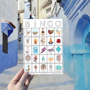 Marokko Travel Bingo - ÉÉN kaart - Afdrukbare gamekaart, digitale download, reiziger cadeau, Explorer, Wanderlust, Instant Download, Afrika