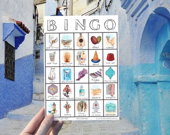 Morocco Travel Bingo - ONE Card - Printable Game Card, Digital Download, Traveler Gift, Explorer, Wanderlust, Instant Download, Africa