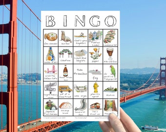 San Francisco Travel Bingo - One Card - Printable Game Card, Digital Download for California Adventure, City Explorer Gift