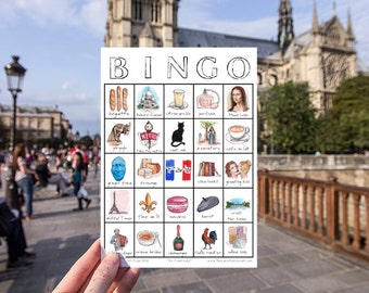 Paris Travel Bingo Card - Printable - ONE Card - Digital Download, Unique Bingo Game, France, City Traveler, Eiffel Tower, Sightseeing Game