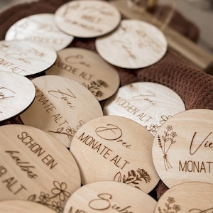 Cartes étapes bébé en bois – Cartes mensuelles pour nouveau-nés – Cadeau de naissance – Décoration photo pour la première année de bébé