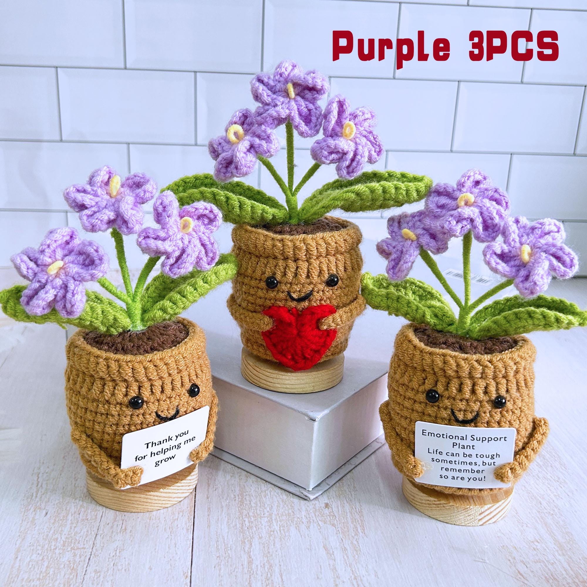 Gehaakte vergeet mij niet potplant, gehaakte bloemen, emotionele steunplant, bedankt dat je me helpt groeien, cadeau voor haar/hem met aangepaste tags   Nederland