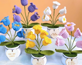 Lily Of The Valley Pot Crochet,Crochet Flower in Pot,Crochet Home Decor,Crochet lily,Crochet Gifts with Custom Tags,Crochet Flower Plant