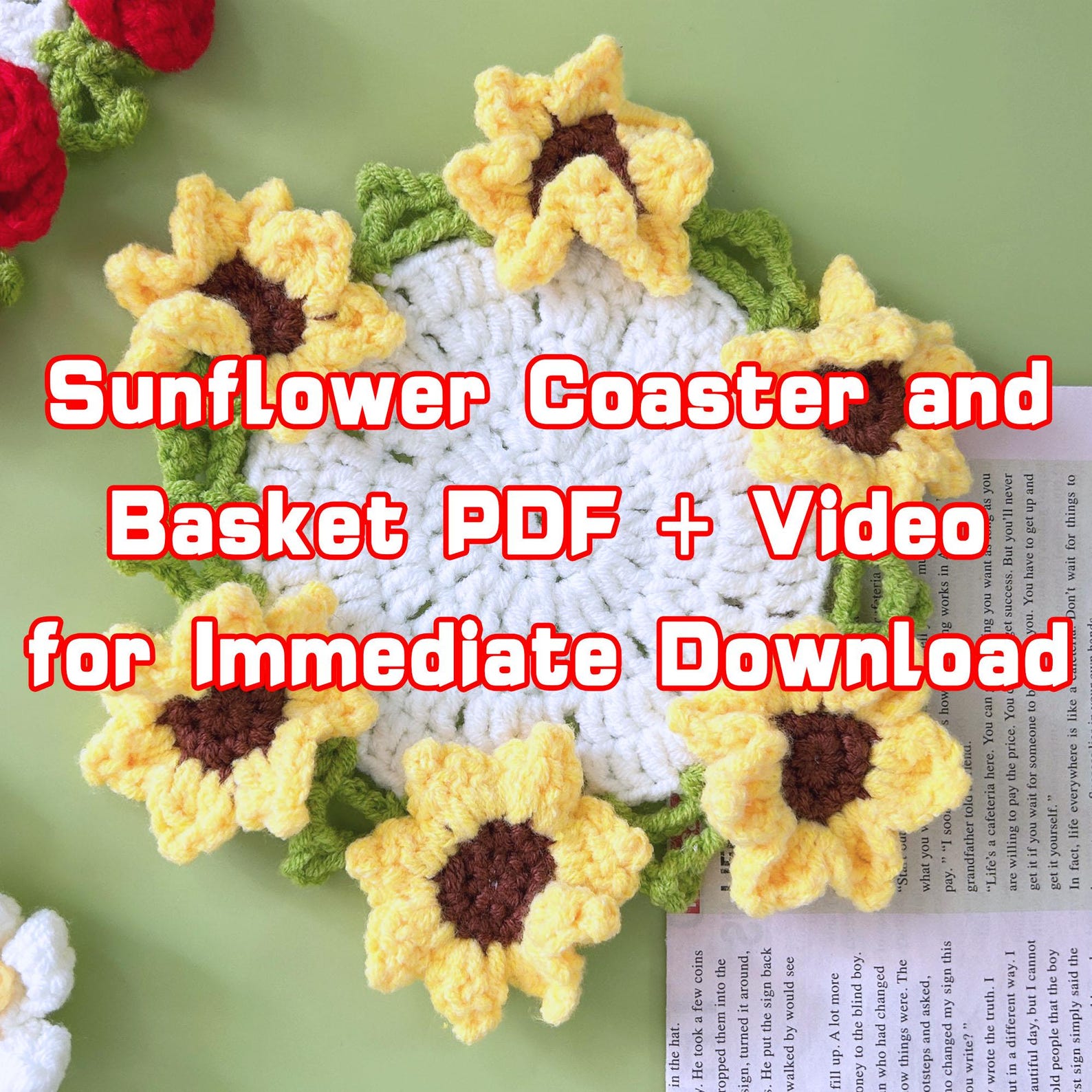Crochet Sunflower Coaster Pattern PDF Tutorial+video,pdf Instant ...