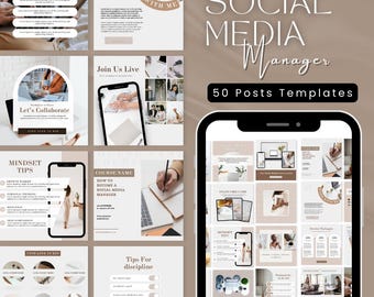 50 modèles de publication Instagram Social Media Manager | Fiançailles modifiables Canva (téléchargement numérique)