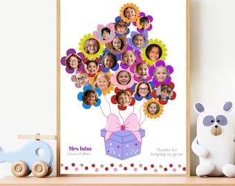 Bouquet de photos personnalisé d'appréciation de l'enseignant à imprimer – Appréciation de la classe (téléchargement numérique, modèle Canva)