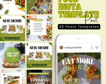 Modèles de publications Instagram pour la nourriture | Modèles Canva pour des recettes saines (Téléchargement numérique)