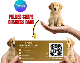 Golden Retriever Business Card Template | Canva Editable Pet Business (Digital Download)