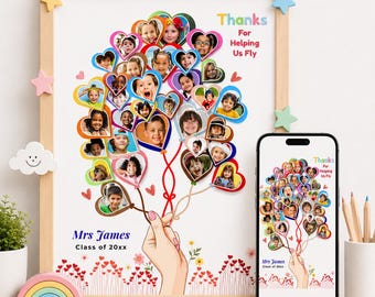 de collage de photos de ballon coeur | Cadeau de remerciement pour enseignant (téléchargement numérique)