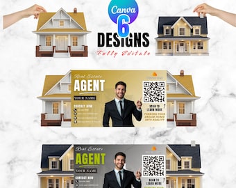 Porte-cartes de visite plié en toile pour agent immobilier | Code QR pop-up découpé en forme de maison (téléchargement numérique)