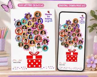 Carte collage photo imprimable pour enseignant | Modèle Canva modifiable | Cadeau pour élève (Téléchargement numérique)