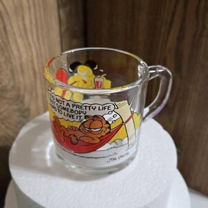 Vintage Garfield cup glass, vintage garfield coffee mug 1978
