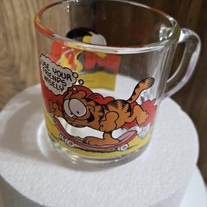 Vintage Garfield cup glass, vintage garfield coffee mug 1978