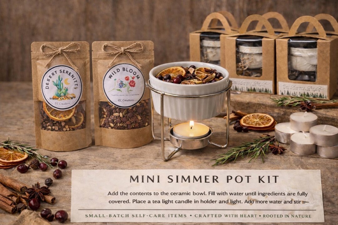 Mini Simmer Pot Kit | Ceramic Bowl, Tea Lights & 4oz Botanical Blend - Etsy