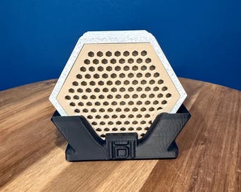 Handmade 2-Color Hexagon Honeycomb Coaster | Modern 3D Printed Drink Desk Decor Housewarming Gift