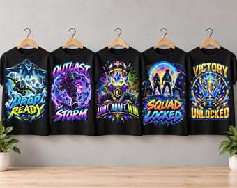 Battle Royale Gaming T-Shirt, Squad Victory, Loot Adapt Win (DTF Print)