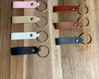 Engraved PU Leather Keychain • Custom Name Key Fob • Personalized Wristlet Gift