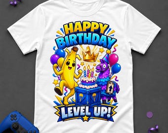 Kids Battle Royale Birthday Shirt, Gamer Party Tee, Level Up Gaming Gift