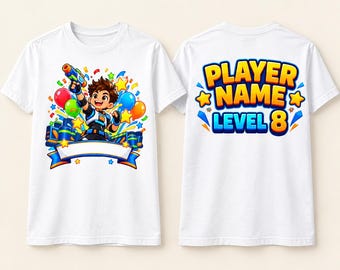 Battle Arena Gamer Birthday Shirt, Custom Name and Age Printed on Back