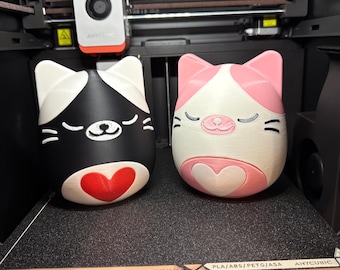 Customizable 3D Printed Cat Squishmallow: Gift for Cat Lovers