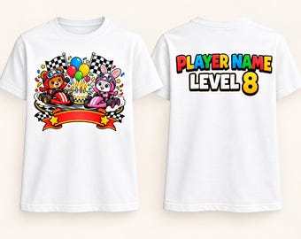 Kart Racer Birthday Shirt, Custom Gamer Tee with Name and Age on Back