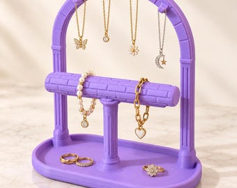3D Printed Jewelry Stand with Storage Tray, Necklace and Bracelet Organizer