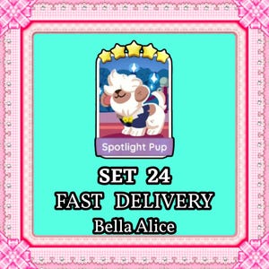 Monopoly_Go Sticker 5 Star - Spotlight Pup Set 24 - Posh Pets Album - Instant Delivery