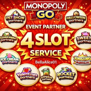 Wydarzenie Monopoly Go Partners – 4-slotowe pełne przenoszenie | Zaufana usługa realizacji wydarzeń