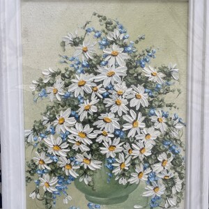 Peinture à l'huile, nature morte, marguerites, art, décoration d'intérieur, émotions, cadeau mural.