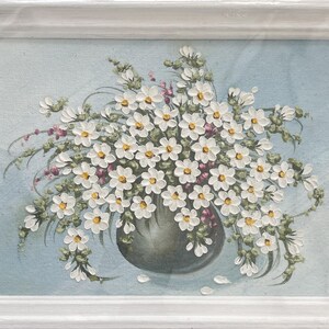 Peinture à l'huile, nature morte, petites marguerites, réalisme, fait main, art mural, décoration intérieure, émotions, cadeau mural.