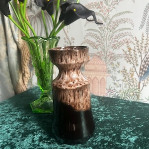 1960s Brown Drip Glaze Bud Vase – Mid-Century West German Style Pottery