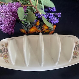 Tostadora vintage con diseño floral – Cerámica inglesa de los años 50 – Decoración de desayuno estilo cottagecore – Vajilla retro para 5 rebanadas – Estampado floral
