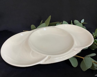 Vintage Royal Doulton Divided Dish – Cream Ceramic Serving Plate, 1950s