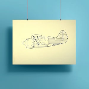 Biplane I-190 - Poster d'art en papier multicouche en papier coloré, sans cadre, dimension 42 x 30 cm