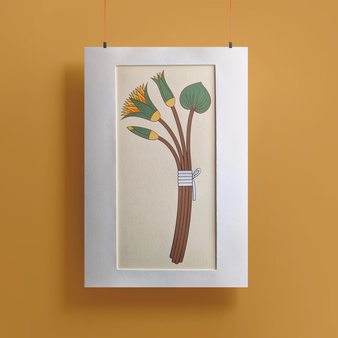 Layered Paper Art Poster - Ancient Egyptian Lotus Flower Pattern, 30x42 ...