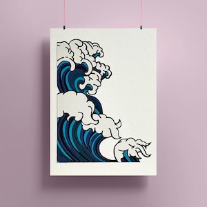 Welle - Multi-Layer-Poster aus Tonpapier, ungerahmt, Größe 21 x 26 cm