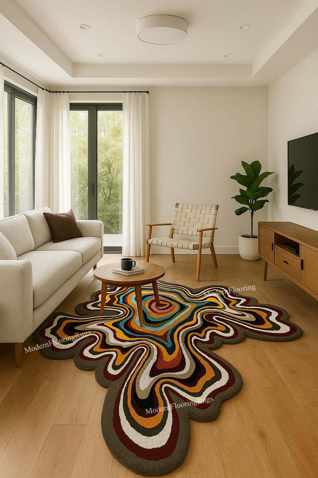 Hand-tufted Multicolor Wool Area Rug: Irregular Modern Design - Etsy