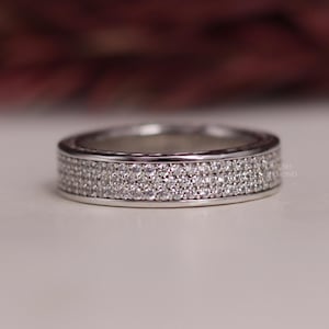 Men&#39;s Diamond Ring, 14K White Gold Men&#39;s Diamond Wedding Band, Men&#39;s Wedding Ring, Men&#39;s Diamond Eternity Ring, Moissanite Diamond Band Ring