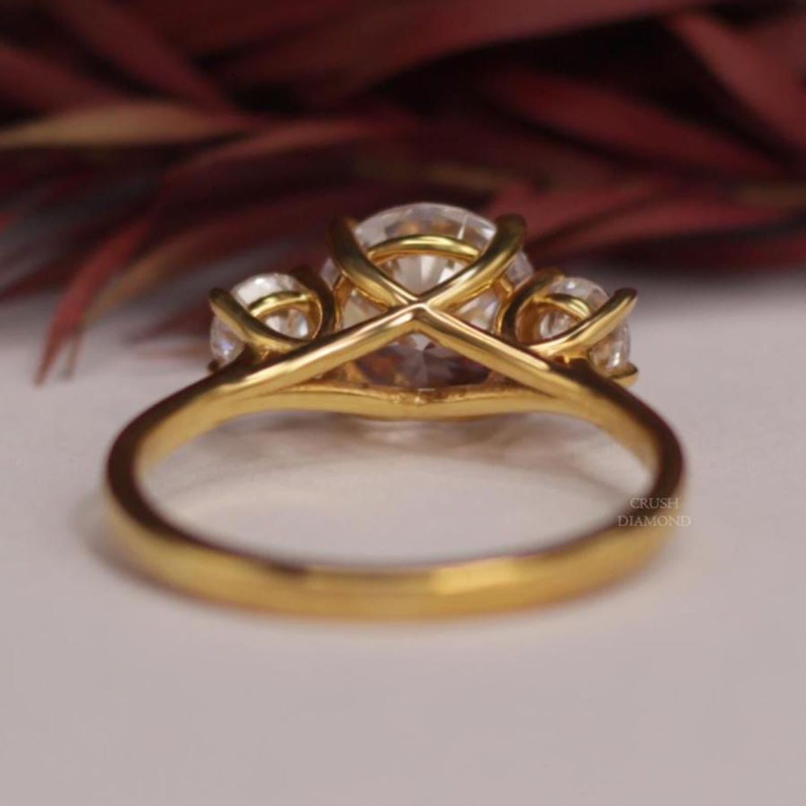 3 Carat Moissanite Rhodium-Plated Side Stone Ring