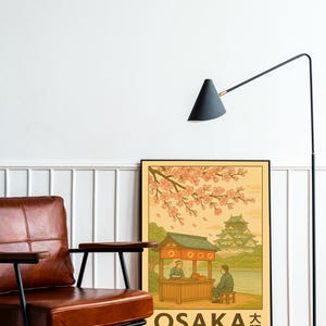 Two for One Wall Posters Decor | Osaka Print Japan Modern Art Calming Illustration Home Decor Osaka Vintage Painting & Animated Art